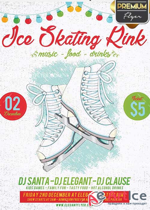 Ice Skating Rink Flyer PSD V2 Template + Facebook Cover