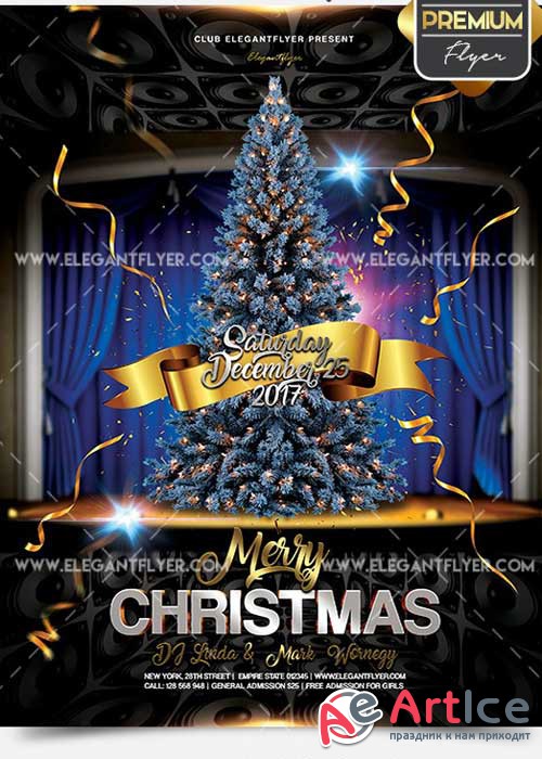 Merry Christmas Flyer PSD V02 Template + Facebook Cover