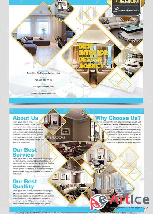 Interior Agency Premium Bi-Fold PSD Brochure Template