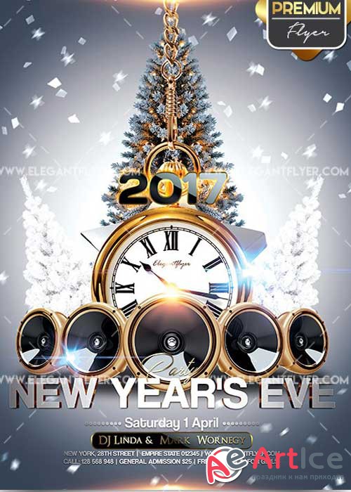 New Years Eve Party Flyer PSD V11 Template + Facebook Cover