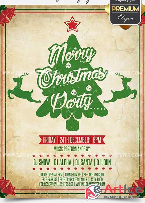 Merry Christmas Party Flyer PSD V14 Template + Facebook Cover