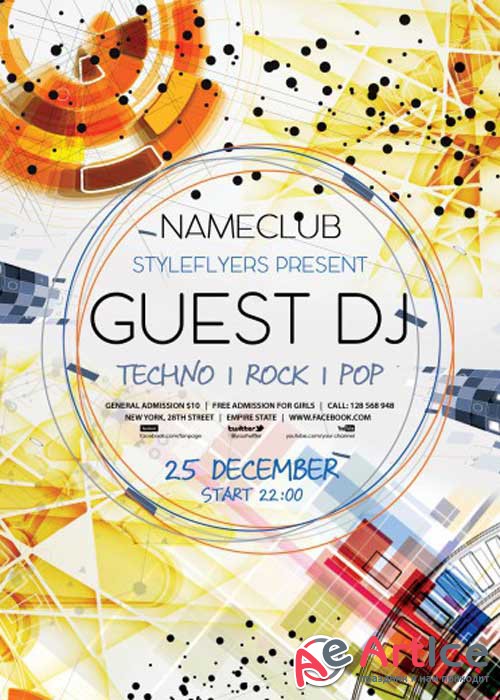 Guest DJ PSD Flyer V3 Template with Facebook Cover