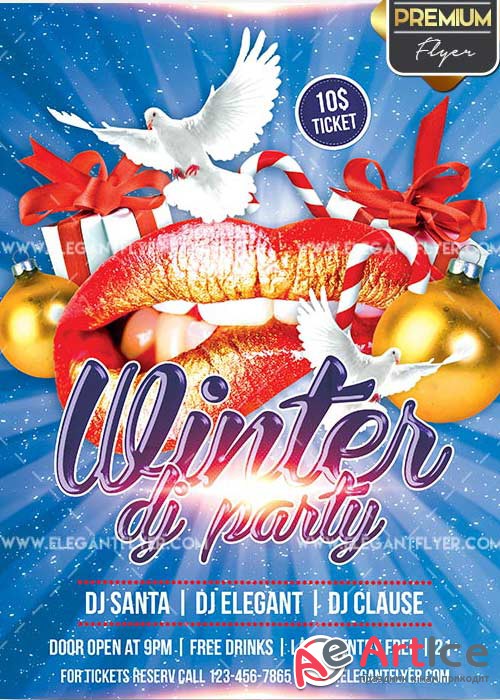 Winter Dj Party Flyer PSD V1 Template + Facebook Cover