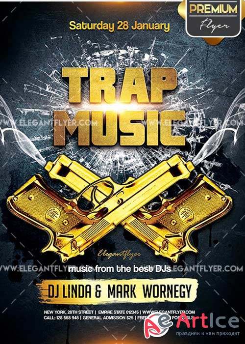 Trap Music Flyer PSD V1 Template + Facebook Cover