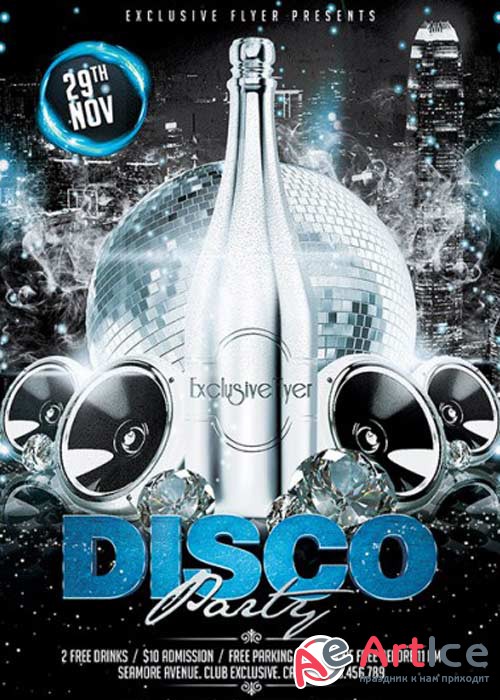 Disco Party V10 Premium Flyer Template + Facebook Cover