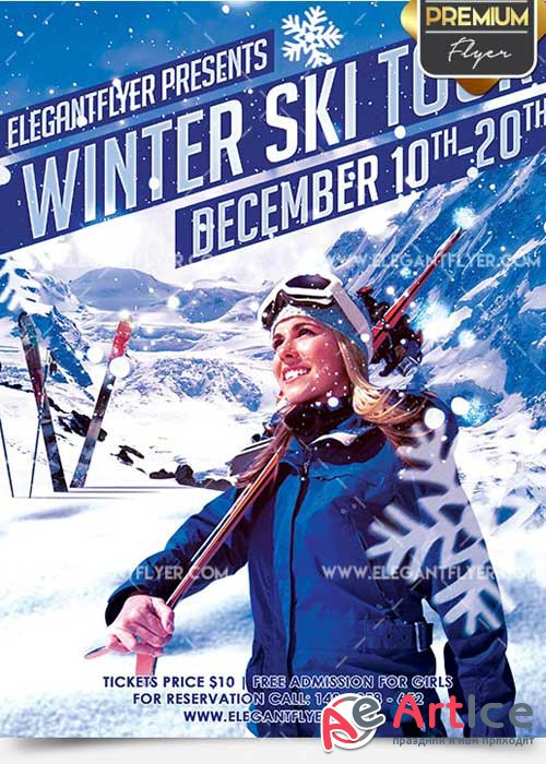 Ski Tour V5 Flyer PSD Template + Facebook Cover
