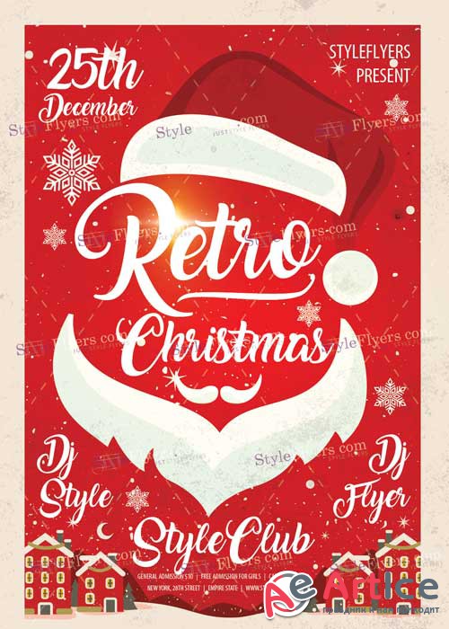 Retro Christmas V5 PSD Flyer Template