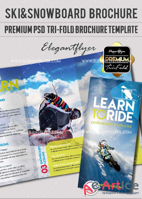 Ski&Snowboard Premium Tri-Fold PSD V2 Brochure Template