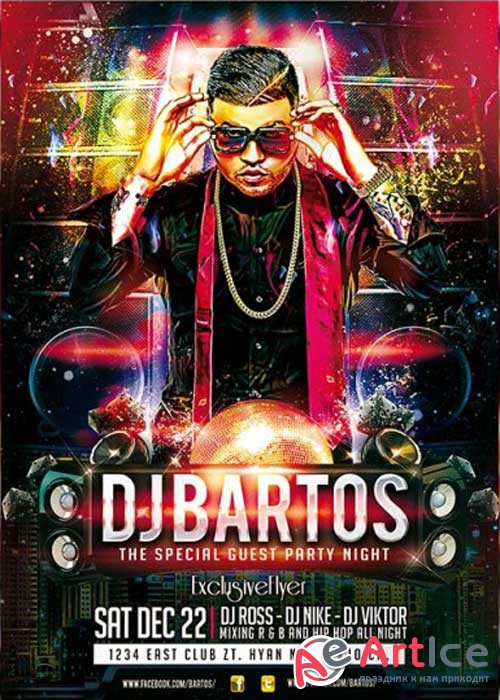 Special Guest DJ Bartos PSD V1 Premium Flyer Template