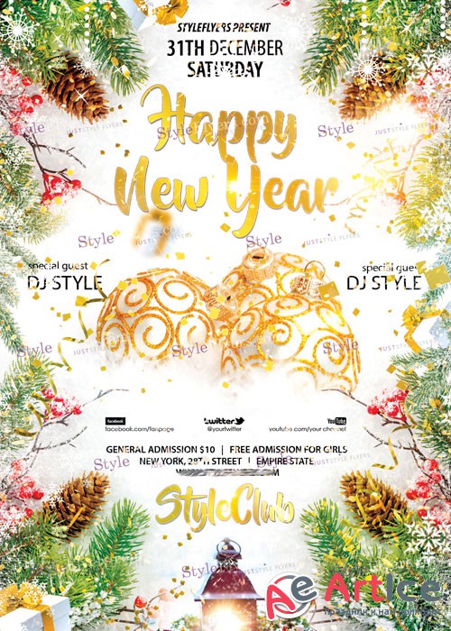 Happy New Year V27 PSD Flyer Template