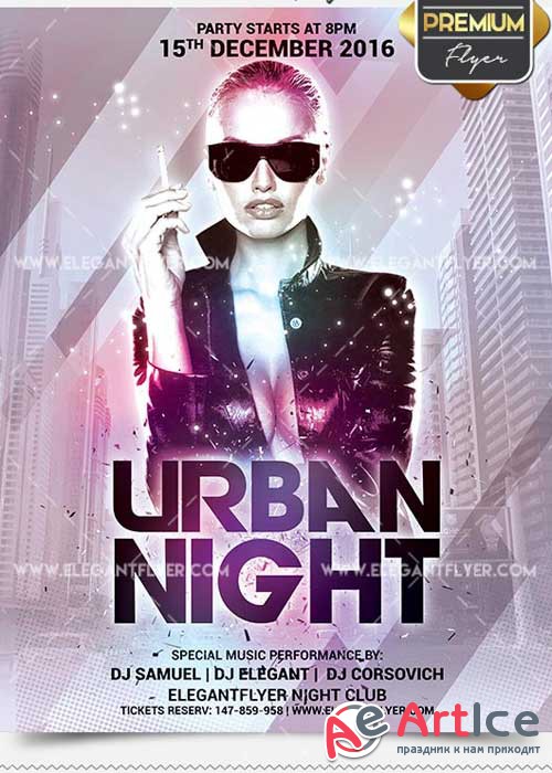 Urban Night Flyer PSD V14 Template + Facebook Cover