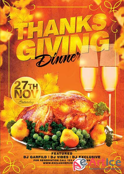 Thanksgiving Dinner V16 Premium Flyer Template + Facebook Cover