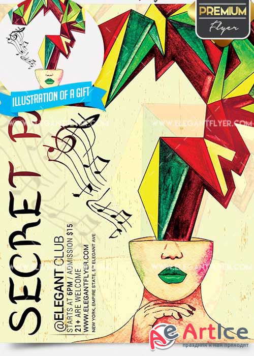 Secret Party Flyer PSD V5 Template + Facebook Cover