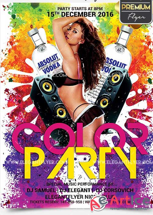 Color Party Flyer PSD V9 Template + Facebook Cover