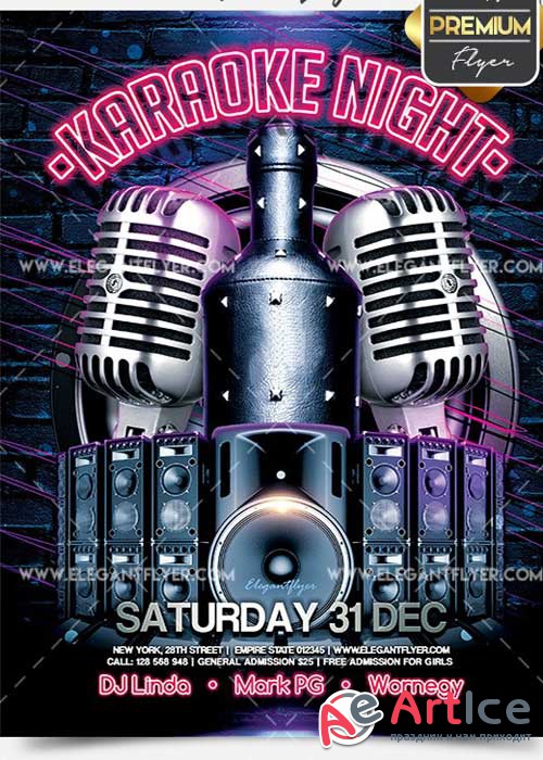 Karaoke Night Flyer PSD V02 Template + Facebook Cover