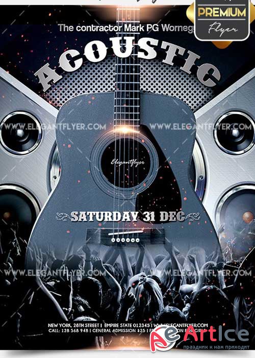 Acoustic Concert Flyer PSD V10 Template + Facebook Cover