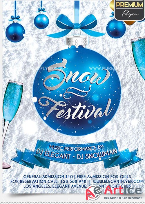 Snow Festival Flyer PSD V8 Template + Facebook Cover