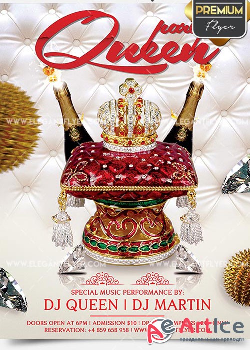 Queen Party Flyer PSD V4 Template + Facebook Cover