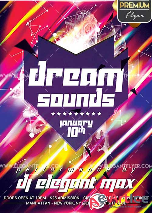 Dream Sounds Flyer PSD V4 Template + Facebook Cover