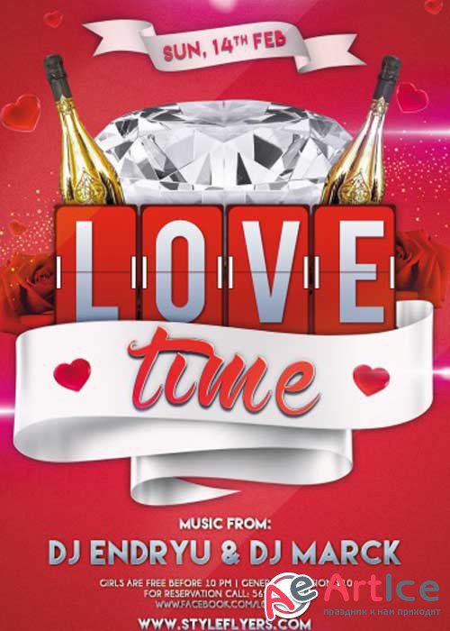 Love Time Party PSD V5 Flyer Template with Facebook Cover