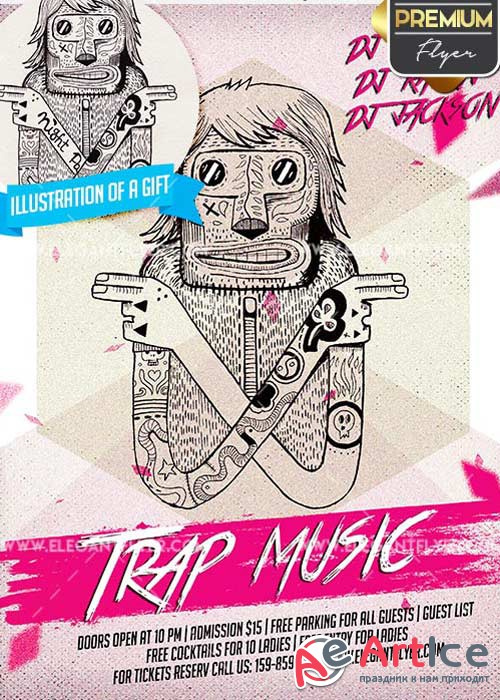 Trap Music Flyer PSD V10 Template + Facebook Cover