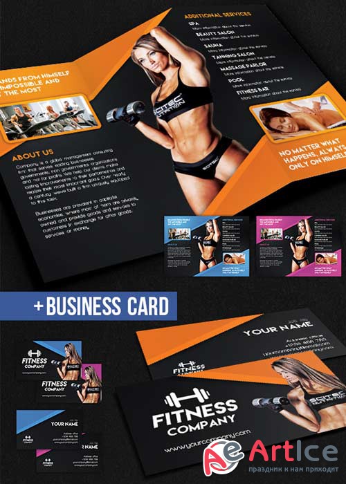 Fitness Tri-Fold Brochure PSD V2 Template