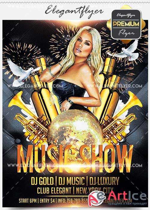Music Show Flyer PSD V14 Template + Facebook Cover