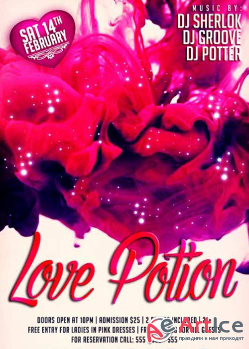 Love Potion PSD V1 Flyer Template with Facebook Cover