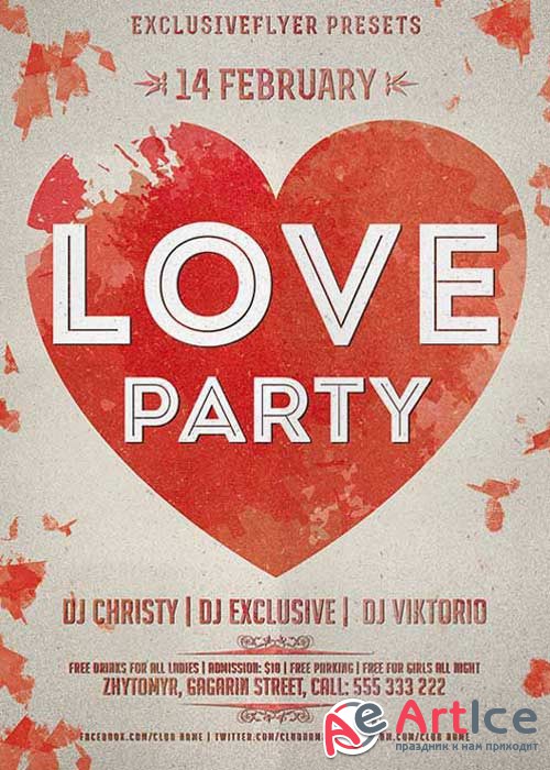 Love Party Club and Party Flyer PSD V15 Template