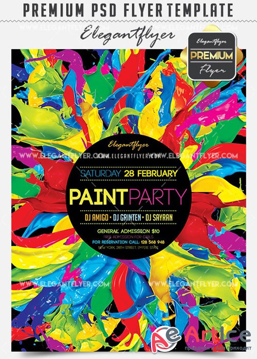 Paint Party Flyer PSD V03 Template + Facebook Cover