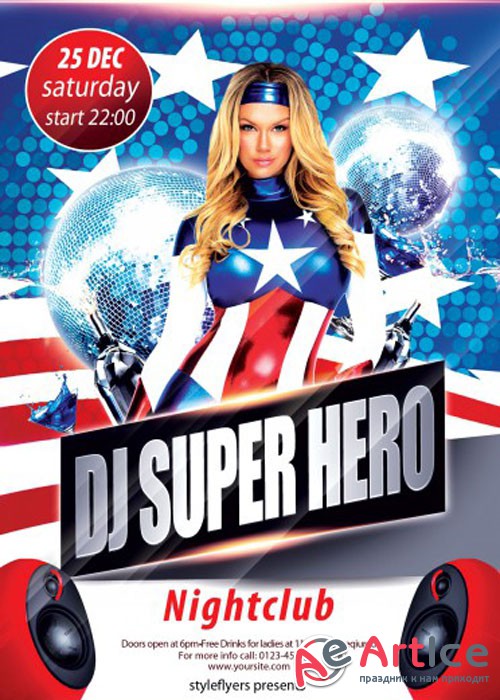 Dj Super Hero PSD V8 Flyer Template with Facebook Cover