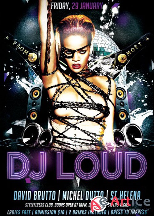 Dj Loud PSD V4 Flyer Template with Facebook Cover