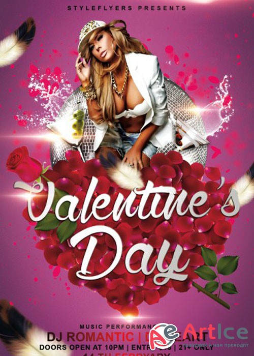 Valentines day PSD V13 Flyer Template with Facebook Cover