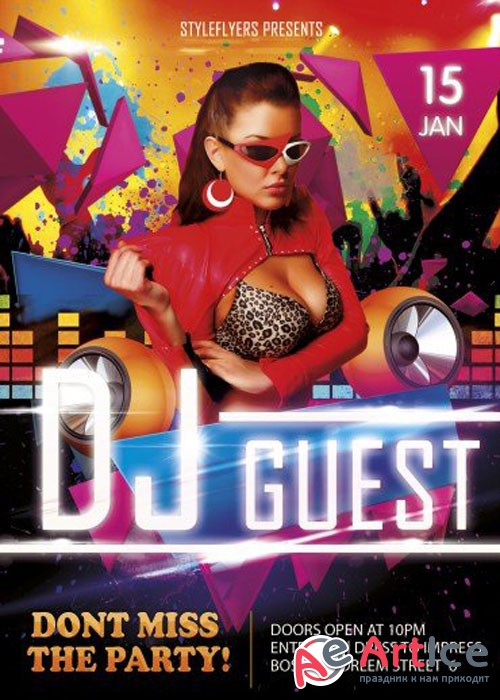 DJ Guest PSD V18 Flyer Template with Facebook Cover