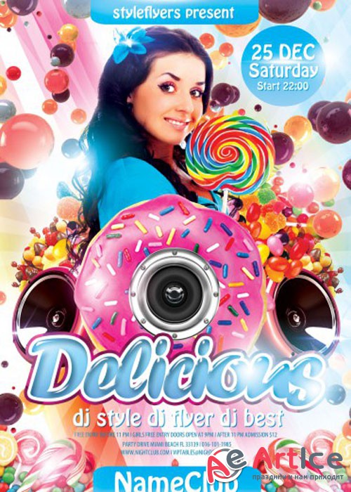 Delicious Party PSD V15 Flyer Template with Facebook Cover