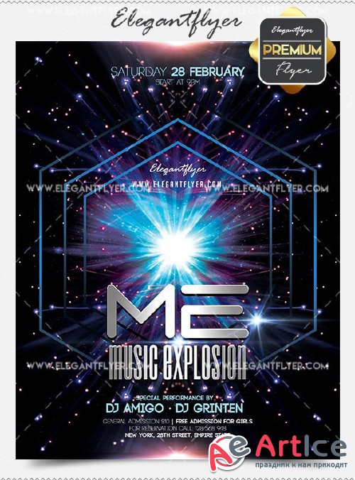 Music Explosion Flyer PSD V3 Template + Facebook Cover