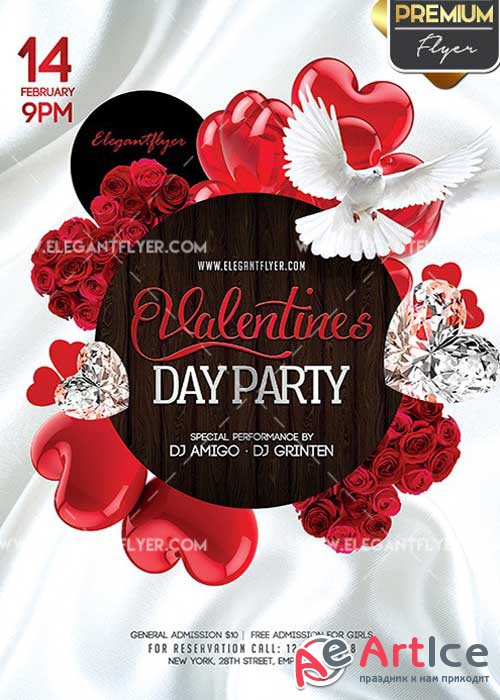 Valentines Day Flyer PSD V04 Template + Facebook Cover