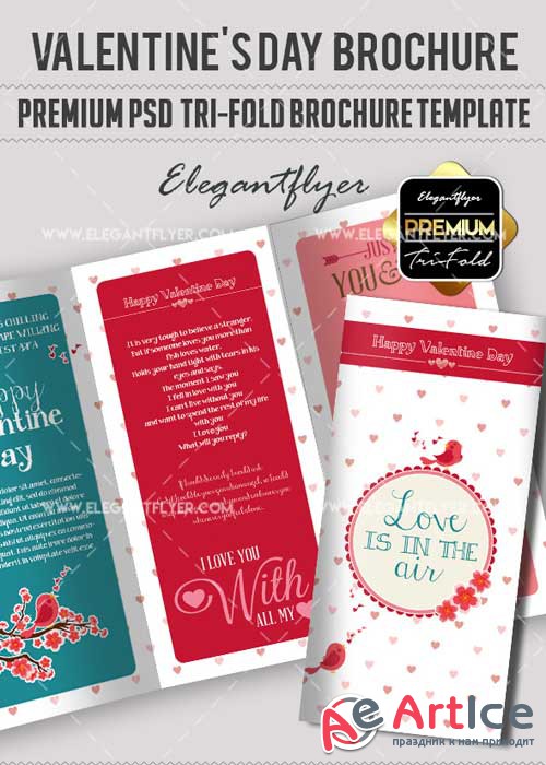 Valentines Day Premium Tri-Fold PSD V32 Brochure Template