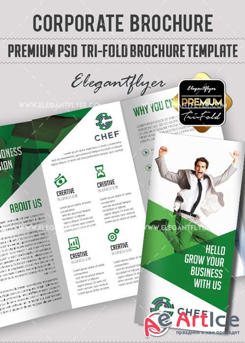 Corporate V15 Premium Tri-Fold PSD Brochure Template