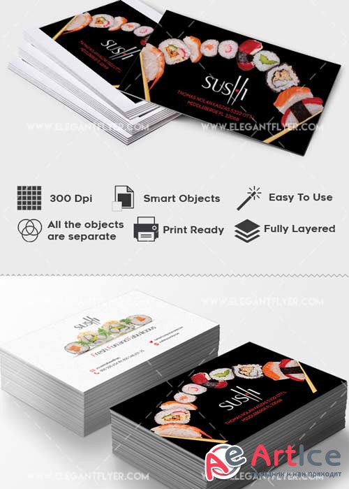 Sushi V1 Business card PSD Template