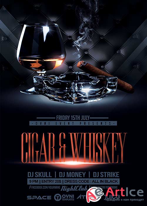 Cigar & Whiskey V11 Flyer Template