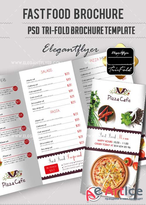 Fast Food V5 PSD Tri-Fold PSD Brochure Template