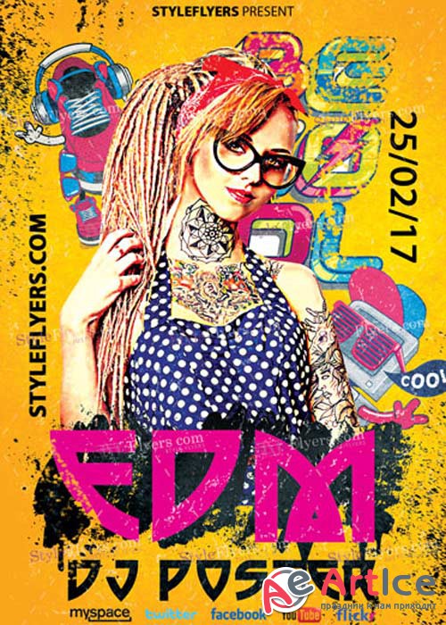 EDM Dj Poster V8 PSD Flyer Template