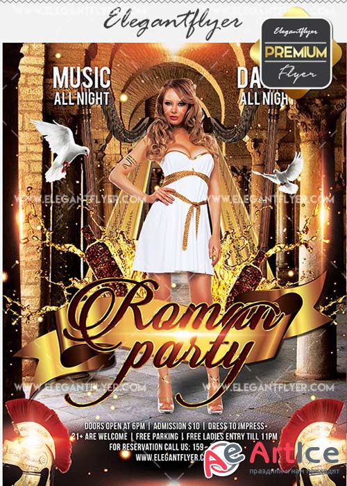 Roman Party V7 Flyer PSD Template + Facebook Cover