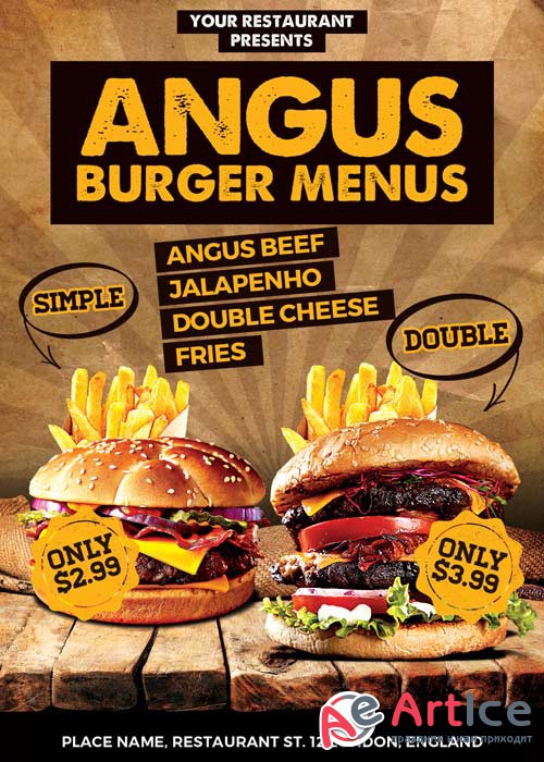 Burger Offer Food Menu V8 Flyer Template