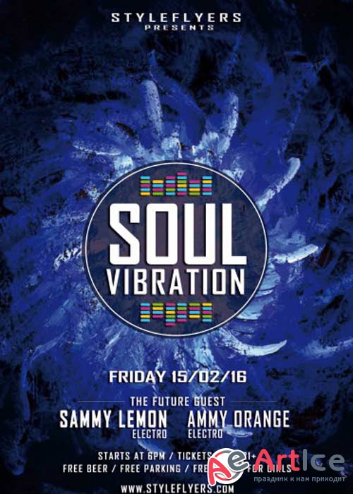 Soul Vibration Party V6 PSD Flyer Template with Facebook Cover