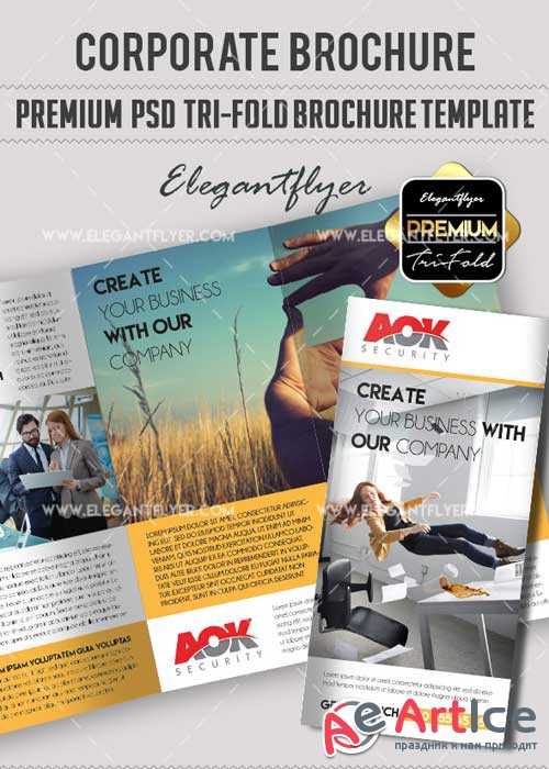 Corporate Premium Tri-Fold PSD V19 Brochure Template