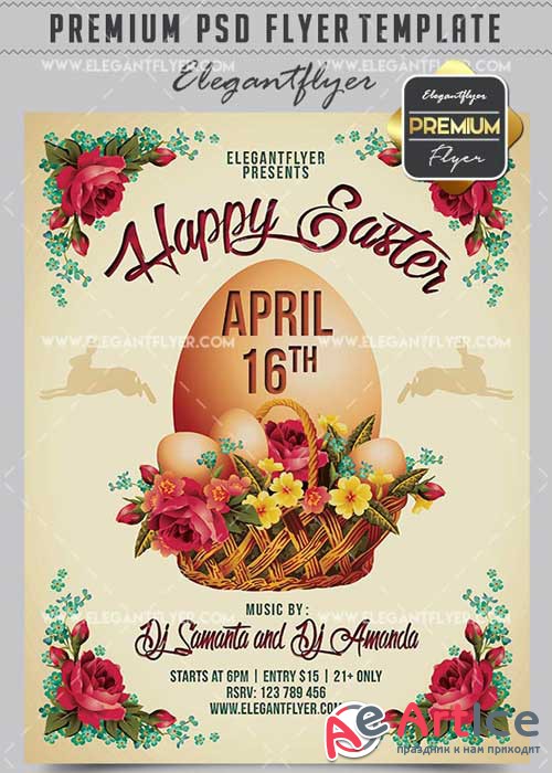 Happy Easter Flyer PSD V17 Template + Facebook Cover