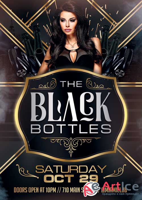 Black Bottles Party V10 Flyer Template