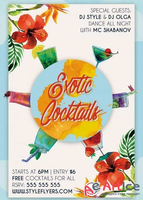 Exotic Cocktails V18 PSD Flyer Template